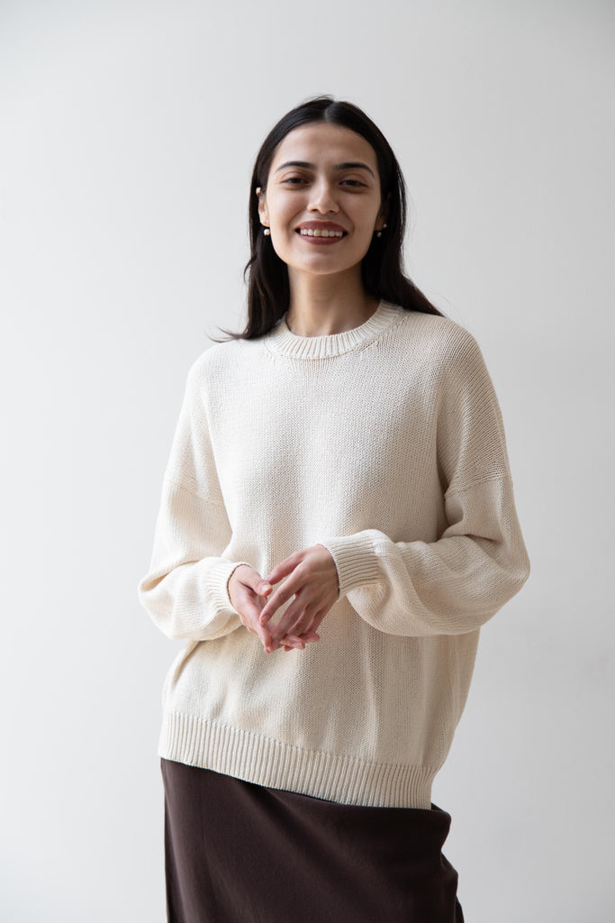 Arts & Science | Back Line Sweater in Ivory Cotton Silk