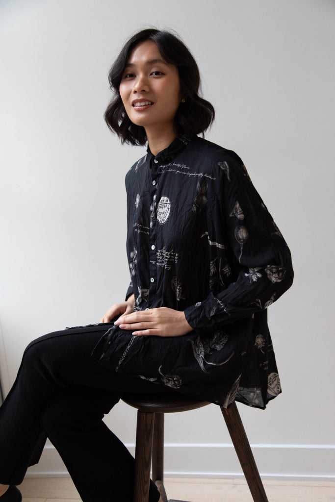 Pas de Calais | Plant Growth Print Blouse Black