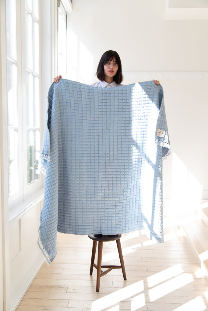 Runaway Bicycle | Light Blue Quilt