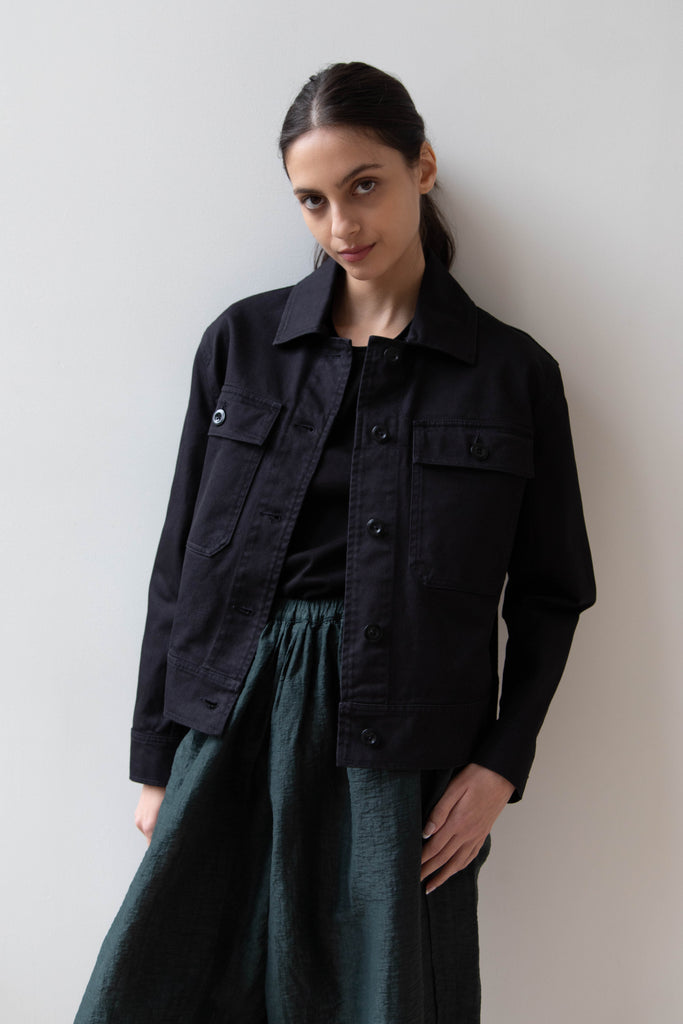 MHL | Cropped Jacket in Black Cotton