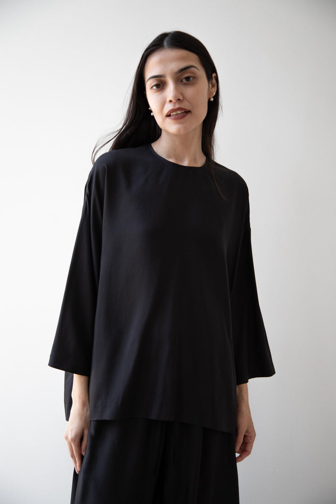 Arts & Science | New Balloon Blouse in Black Silk