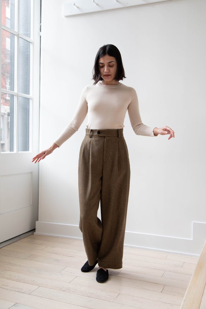 Arts & Science | Tuck Front Trousers in Yorimoku Tweed Wool