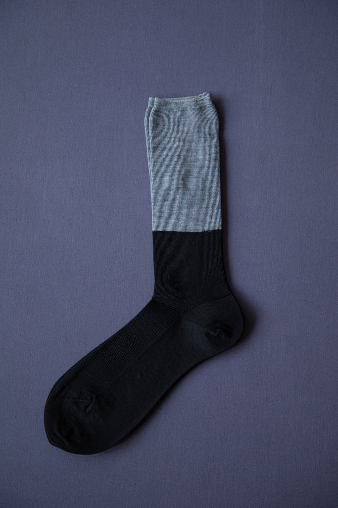 Antipast | Two-Tone Rib Sock in Black and Grey
