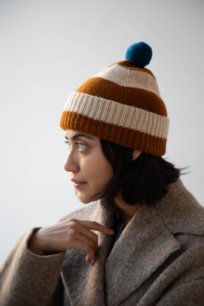 Jo Gordon | Striped Hat in Cumin & Oatmeal