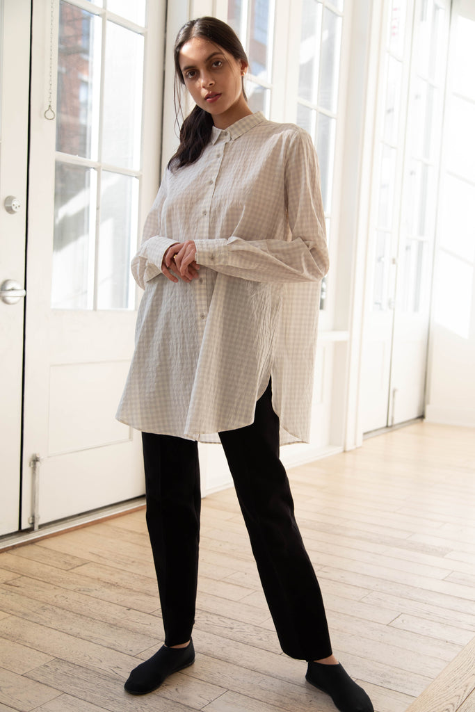 Apuntob | Long Shirt in Light Vichy Cotton