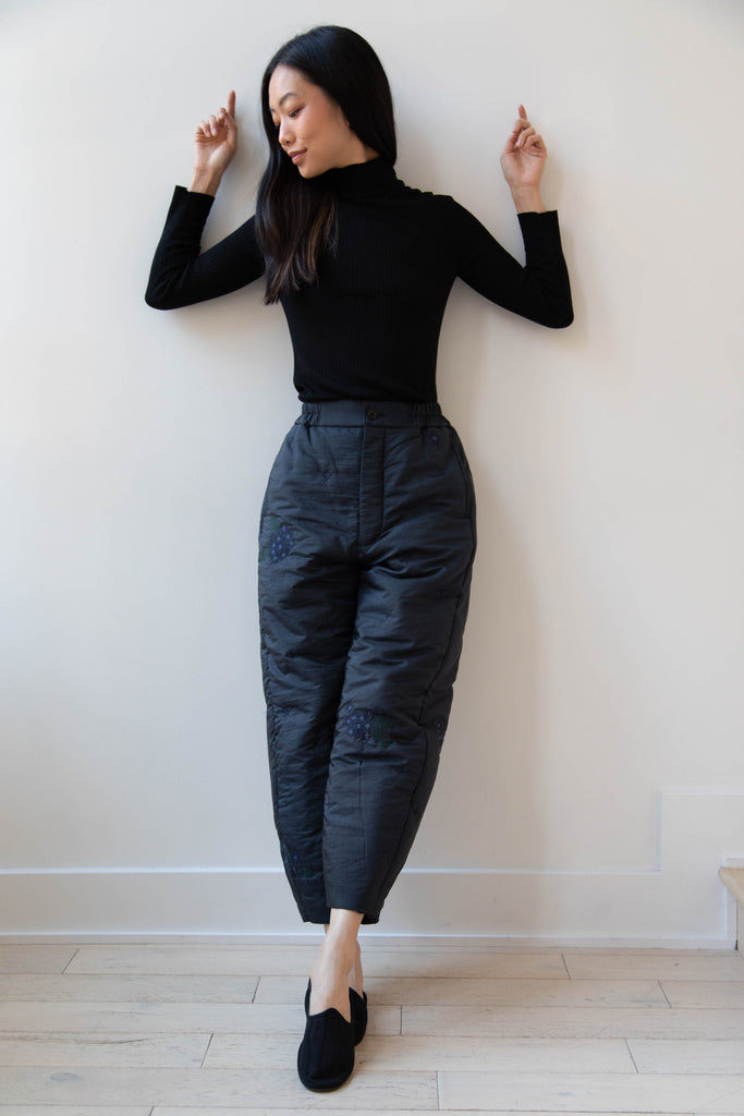Aseedonclöud | Fog Collector's Embroidered Pants in Navy