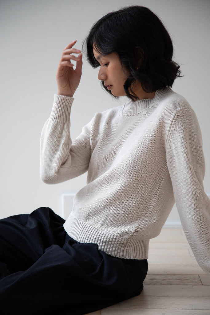 Margaret Howell | Chunky Crew Neck Jumper in Chalk