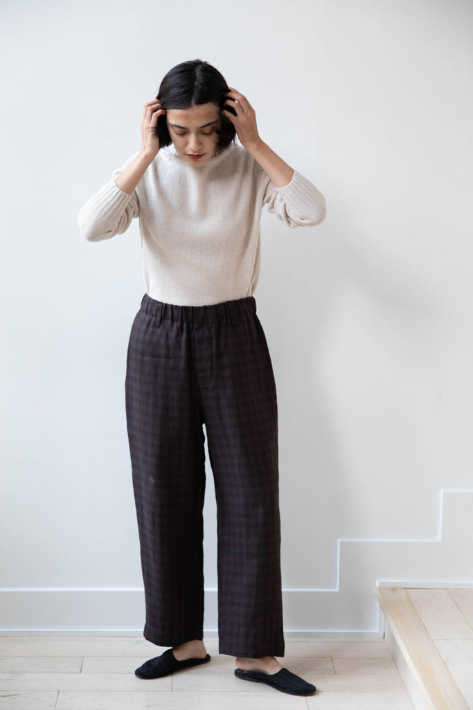 Evan Kinori | Elastic Pants in Irish Linen Check