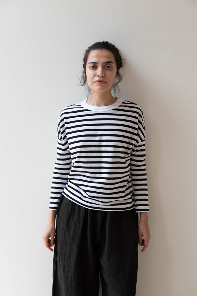 Old Man's Tailor | Drop Shoulder Stripe Top in Black