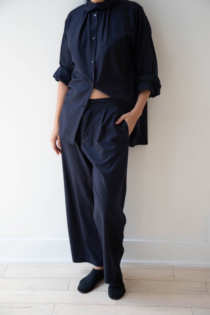 Gallego Desportes | Pleat Pants in Navy Wool