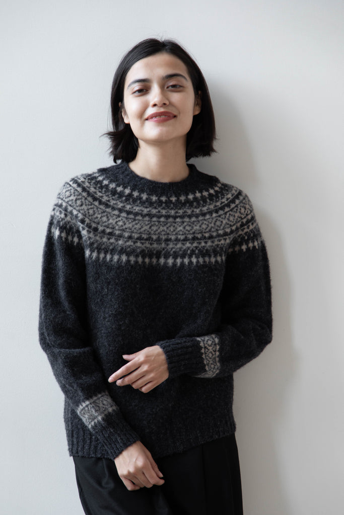 John Tulloch | Crewneck Sweater in Charcoal & Beige