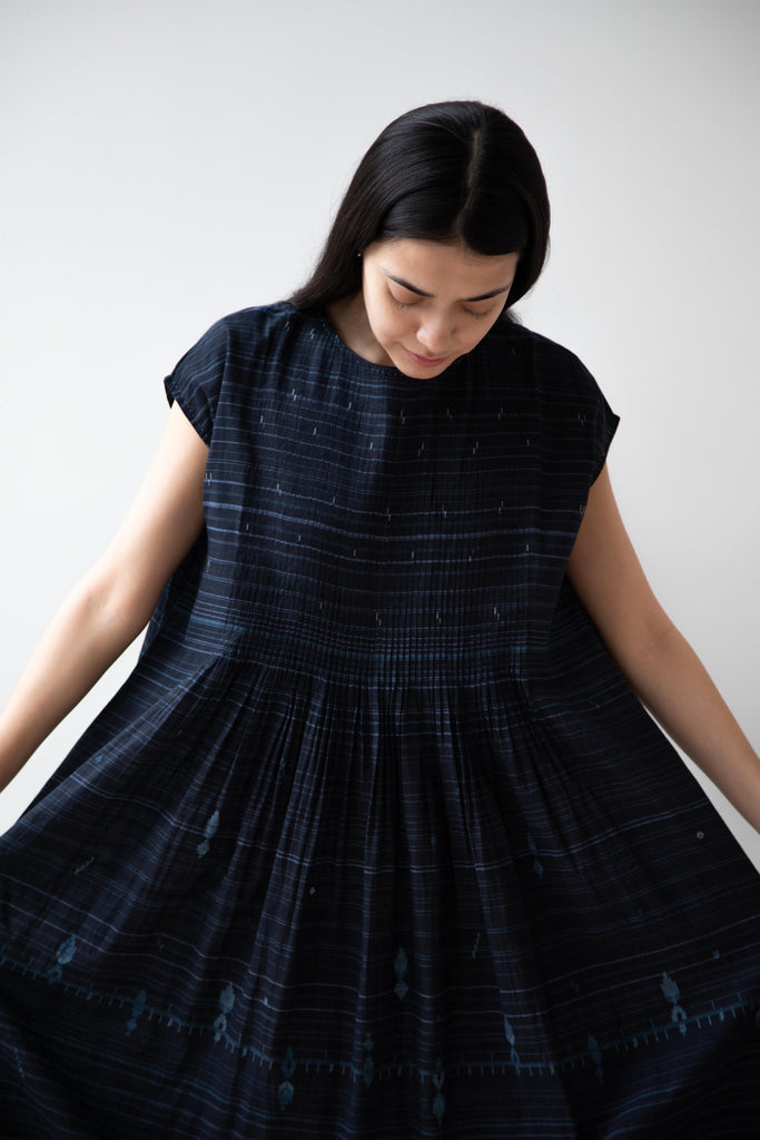 Maku | Kasumi Dress in Dark Indigo Jamdani