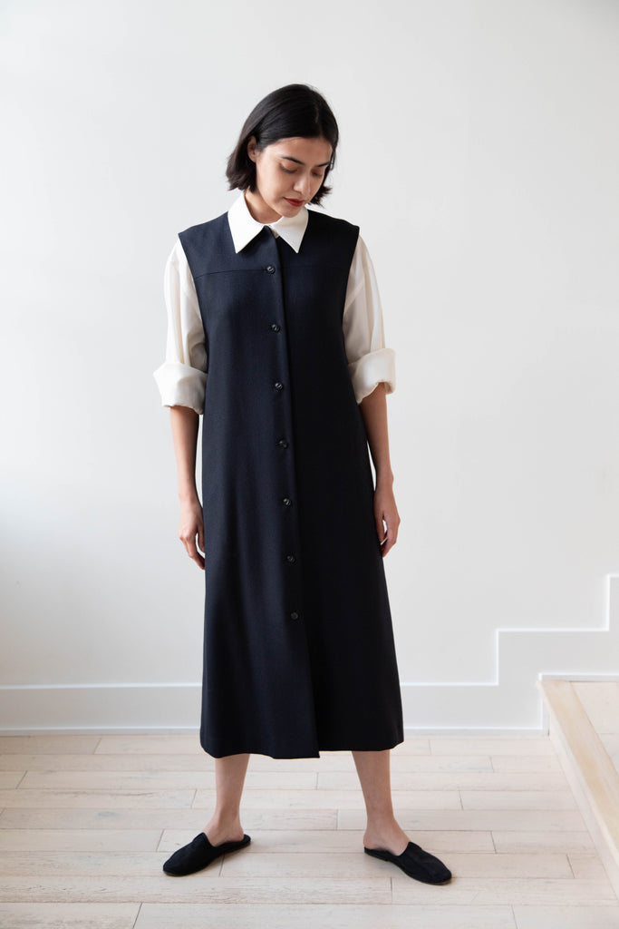 Arts & Science Button Front Dress in Dark Navy