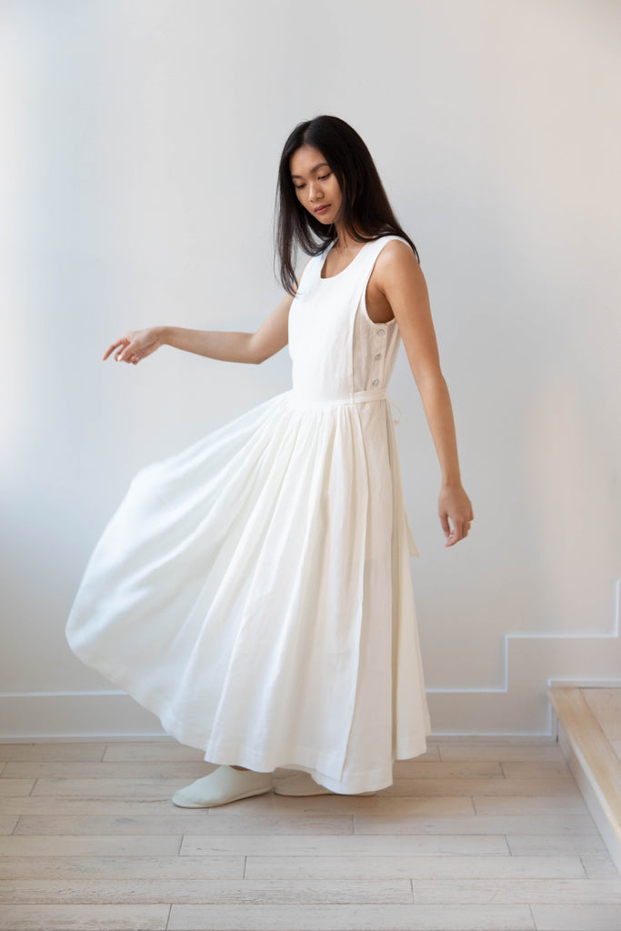 Cawley | Apron Dress in Ecru Linen