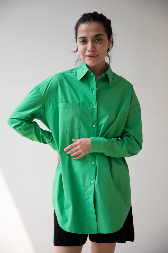 Caron Callahan | Francine Shirt in Jade Poplin