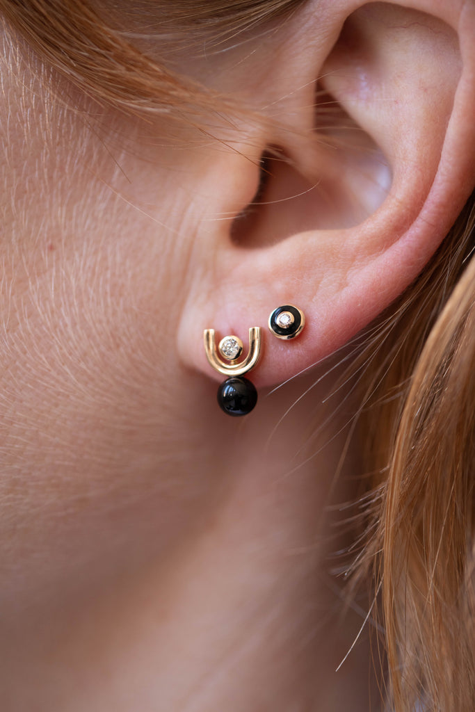 Hirotaka | Beluga Diamond Onyx Drop Earrings
