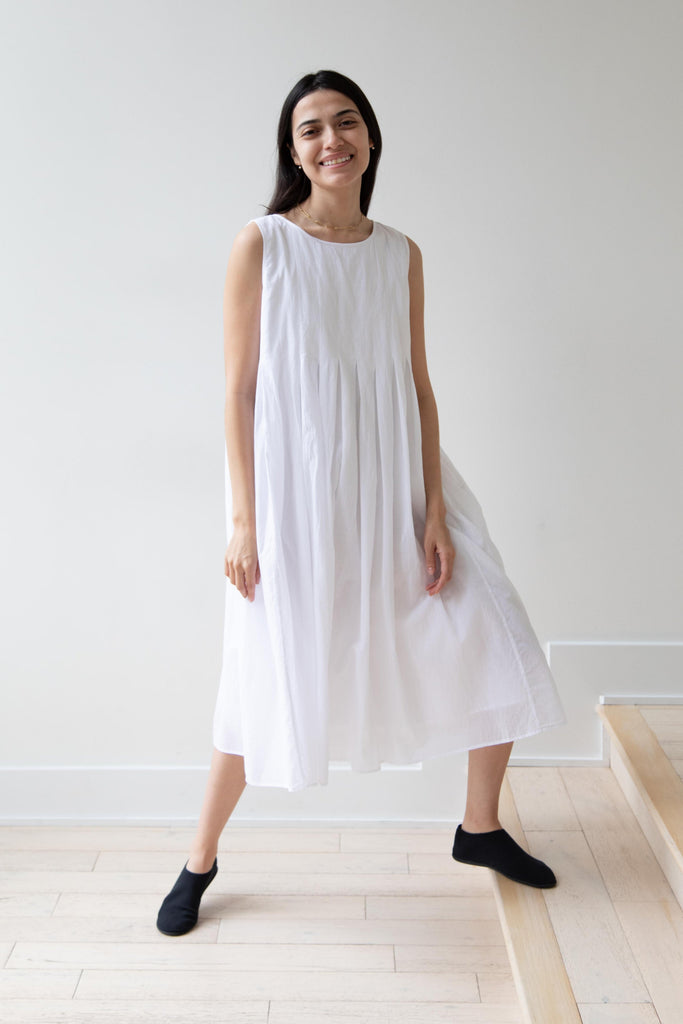 Maison de Soil | Pleated Cotton Dress in White