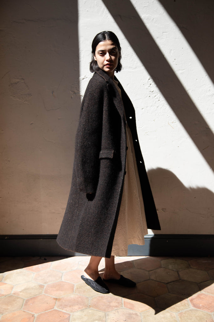 Boboutic | Double Tweed Coat in Brown