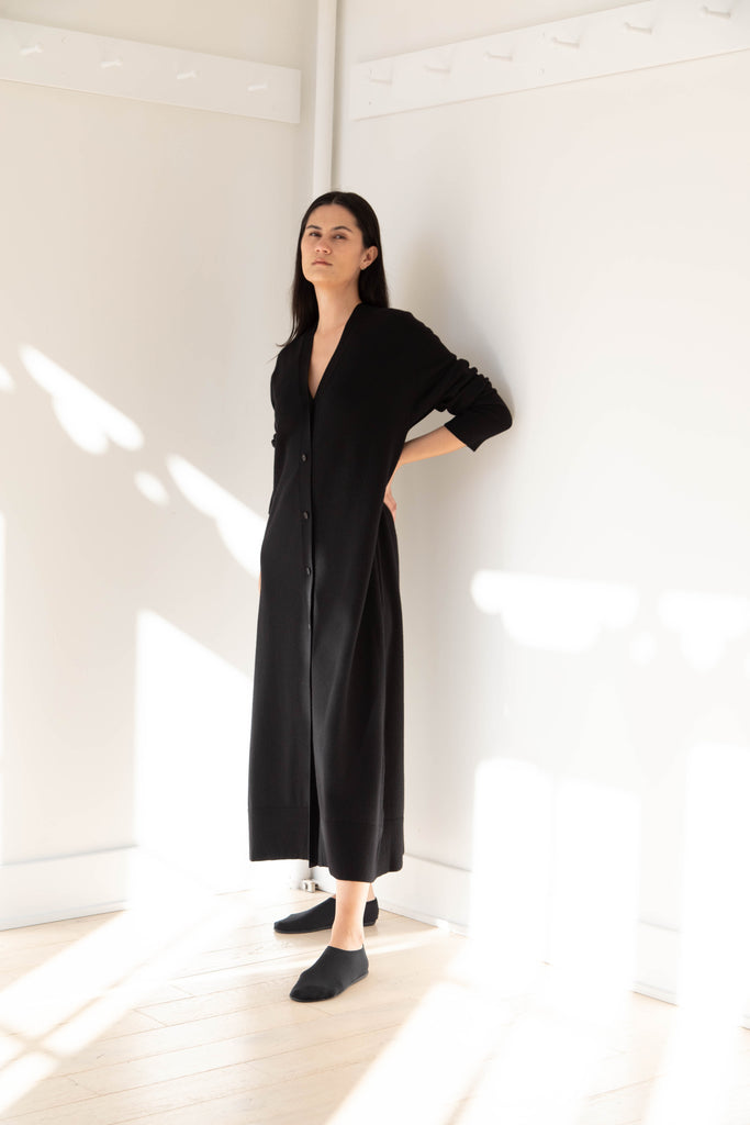 Aton | Cardigan Dress in Black