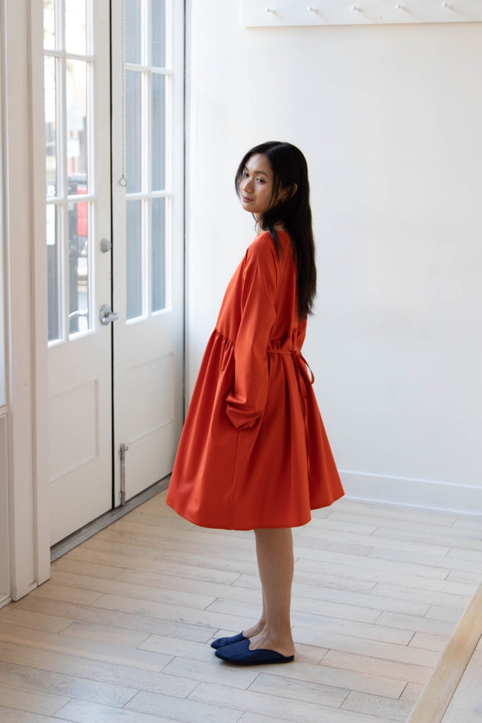 Asciari | Aquamarine Dress in Orange Tropical Wool