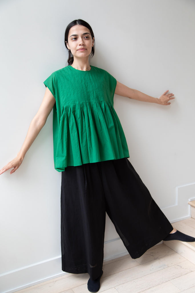 Maison de Soil | Button Back Pleated Shirt in Green