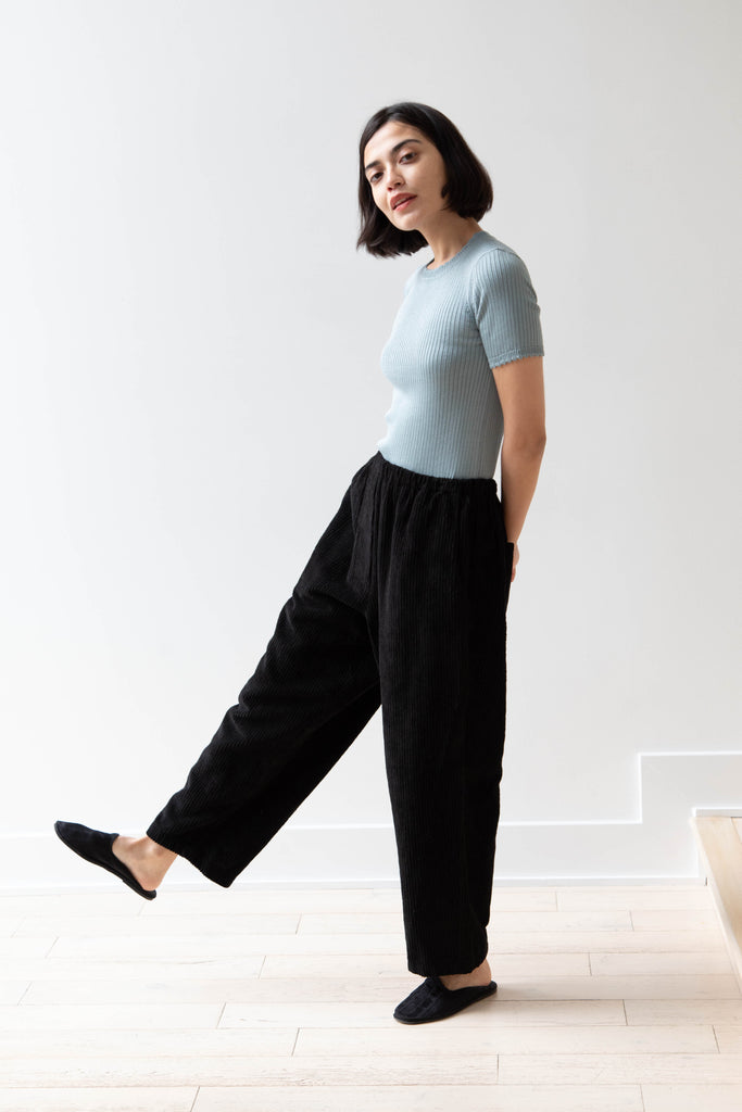 Manuelle Guibal | Wide Corduroy Worker Pant in Black