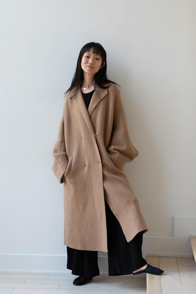Boboutic | Double Breasted Coat Light & Dark Caresse in Camel