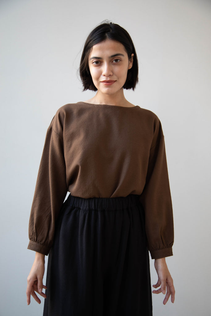 Soil | Pleat Back Top in Camel