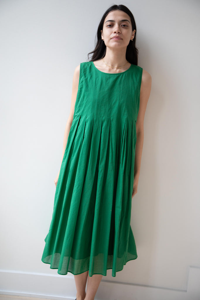 Maison de Soil | Pleated Cotton Dress in Green