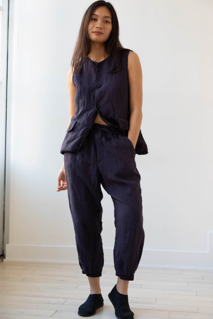 Vas-y Lentement | Linen Easy Pants in Navy