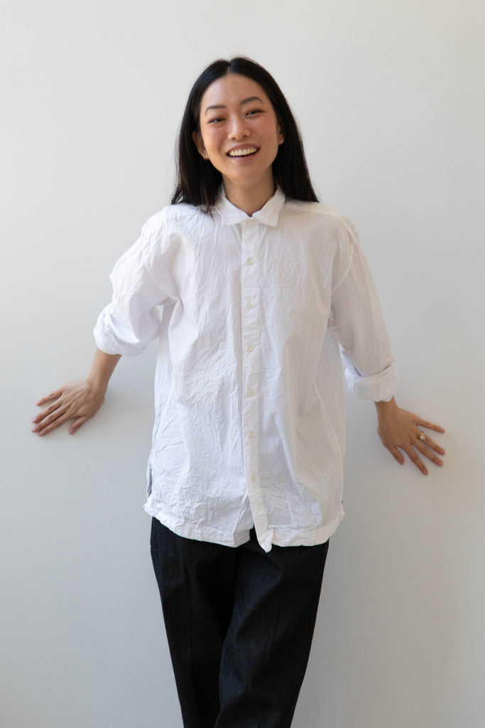 Vas-y Lentement | Cotton Poplin Button Up in White