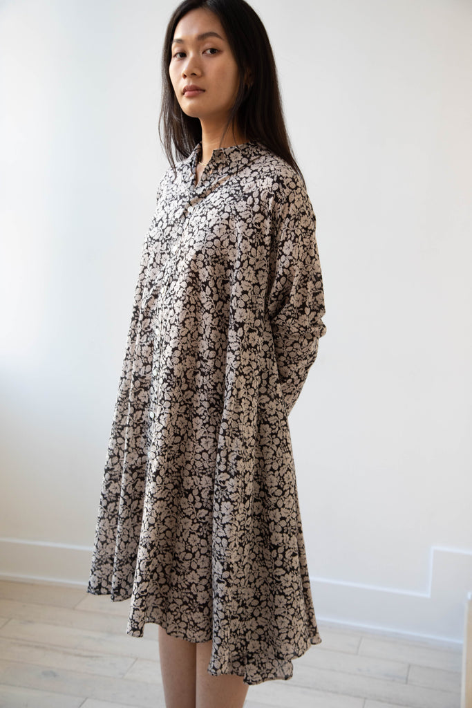 Old Man's Tailor | Wild Berry Print Drape Dress in Natural & Black