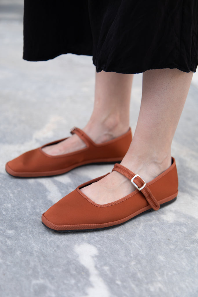 Drogheria Crivellini | Square Toe Mary Janes in Cacao Satin