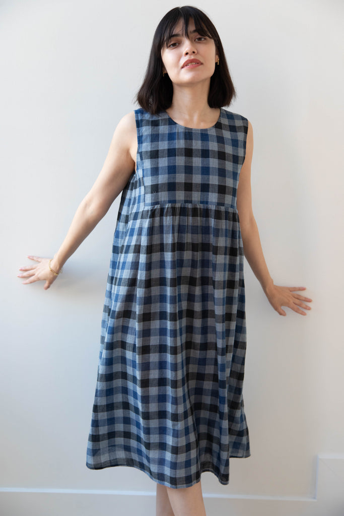 Rubia & Neel | Audrey Long Dress in Check Cotton