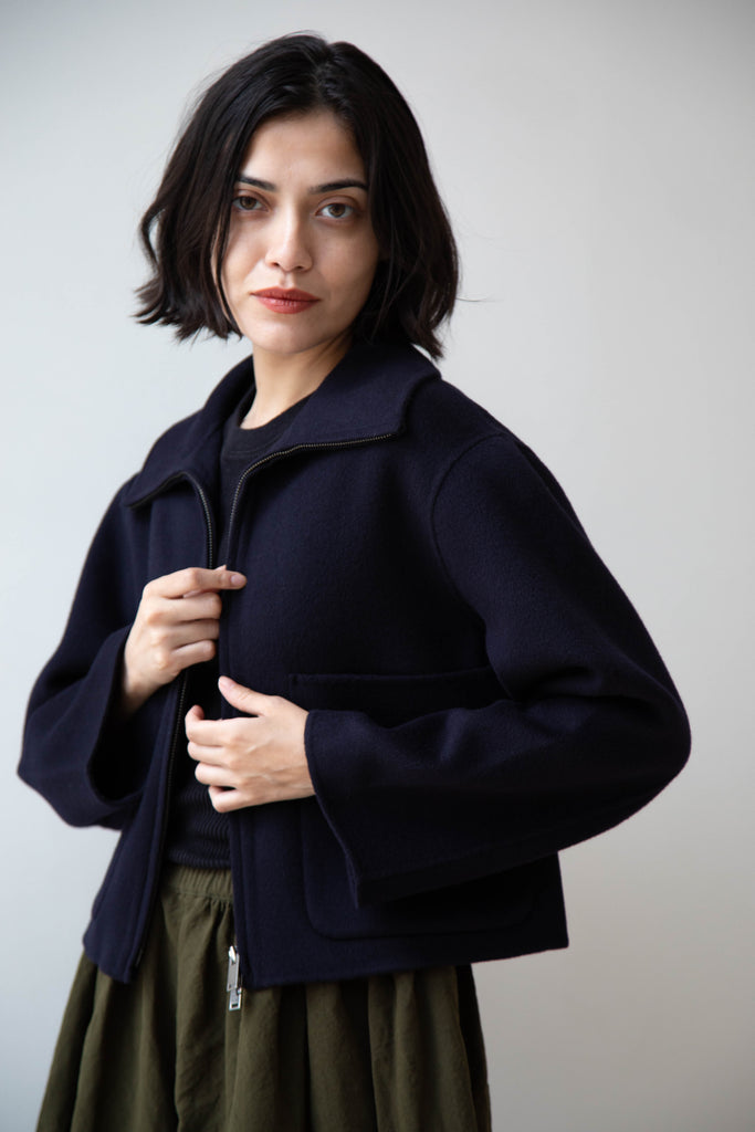 The Loom | Wool Cashmere Zip Up in Navy