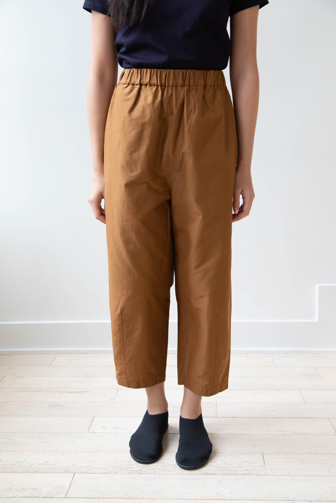 Arts & Science | Silk Cotton Taffeta Hem Dart Easy Pants in Dark Caramel