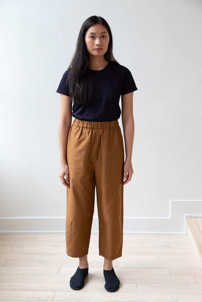 Arts & Science | Silk Cotton Taffeta Hem Dart Easy Pants in Dark Caramel