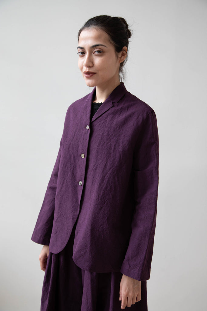 Apuntob | Linen Blazer in Aubergine