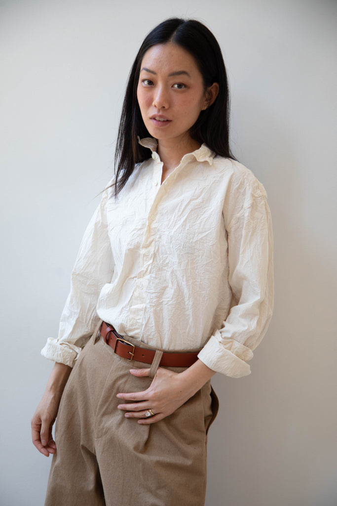 Vas-y Lentement | Cotton Poplin Button Up in Natural