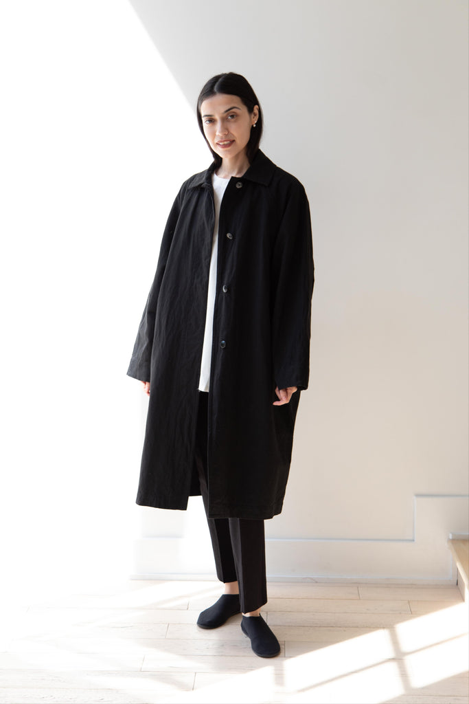 Arts & Science | Bal Collar Coat in Black Cotton Linen