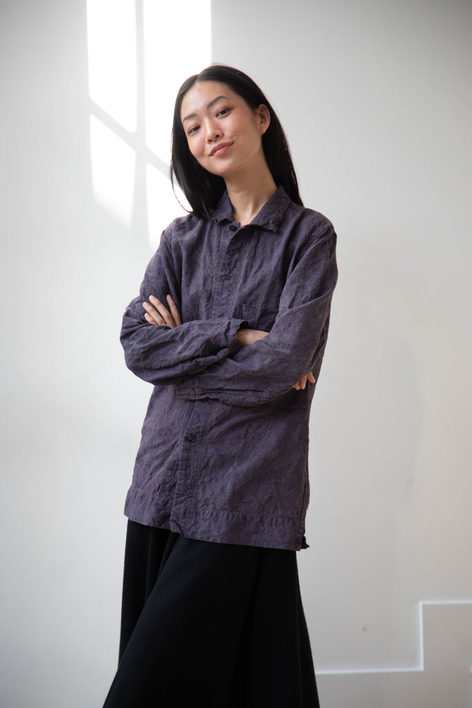 Oliver Church | Overshirt in Anthracite Antique French Linen