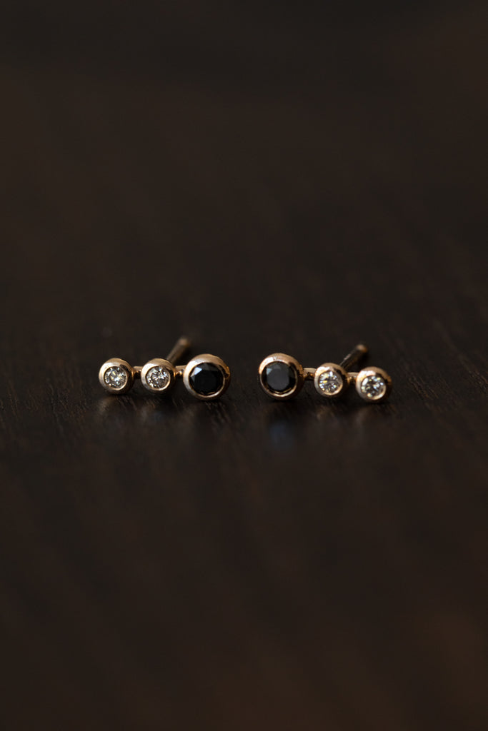 Hirotaka | Drosera Black Diamond & Double Diamond Earrings