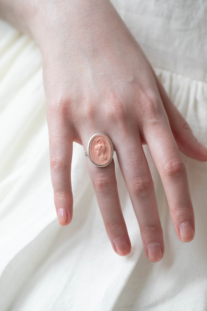 Marcie McGoldrick | Porcelain Cameo Ring- Apollo Coral