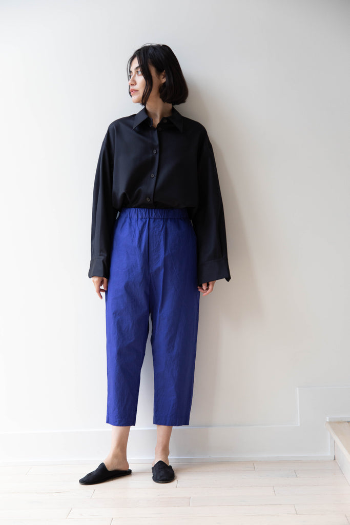 Old Man's Tailor | Garment Dyed Tapered Trousers in Blue