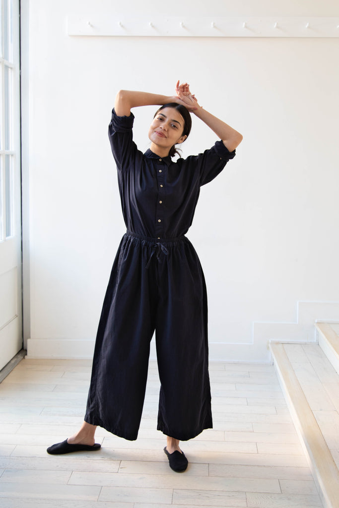 Armen Easy Pant in Marine Cotton