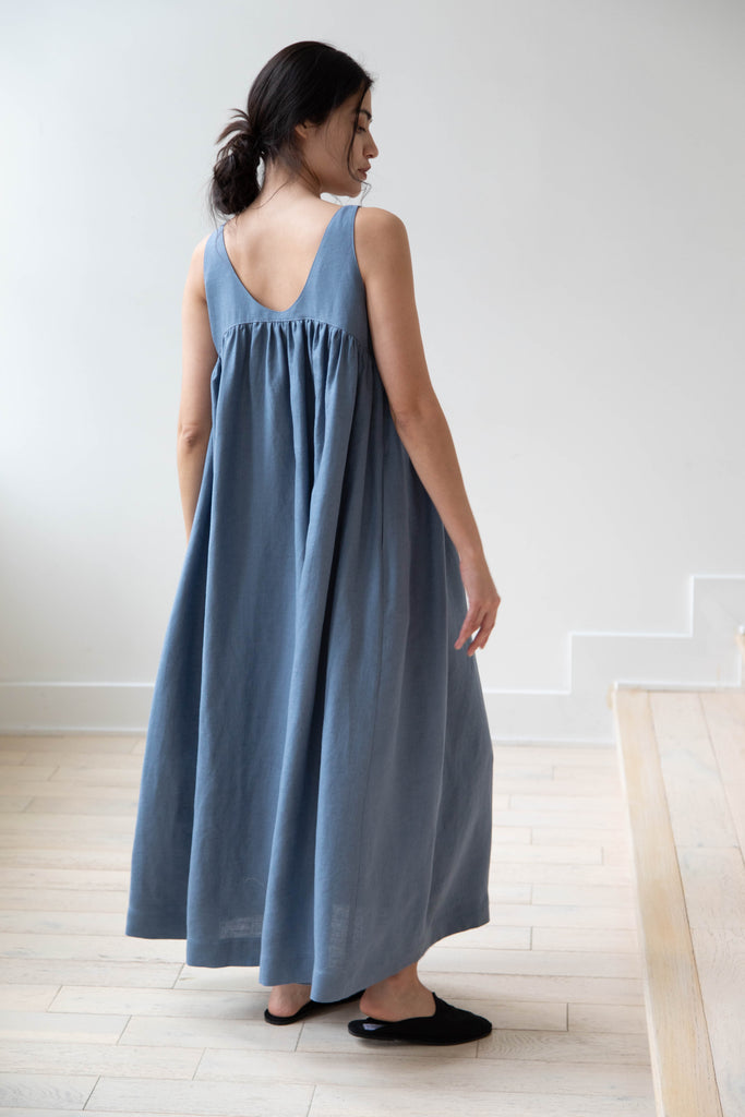 The Loom Linen Empire Dress in Blue Linen