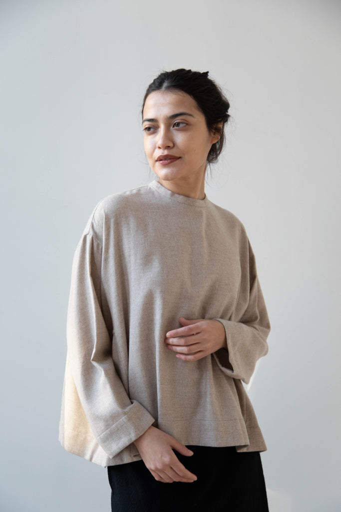 Arts & Science Tent Top in Taupe Cashmere Silk