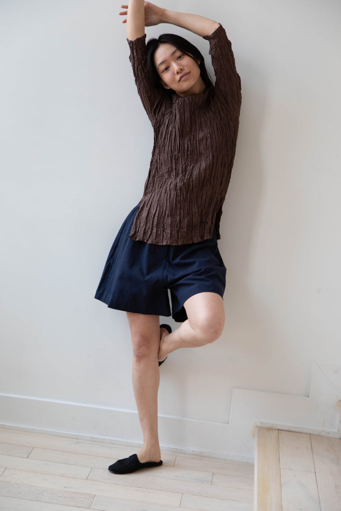 Anaak | Palma Pleated Tunic in Cacao Silk