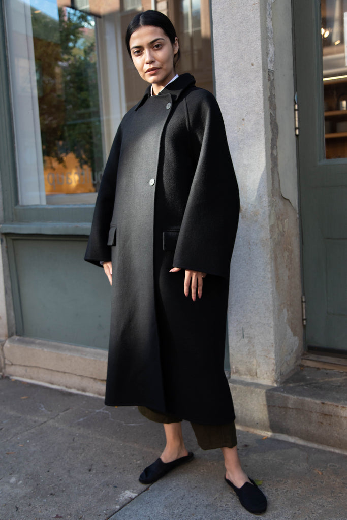 Aton Black Wool Coat