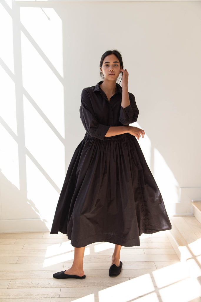 Casey Casey Stephanie Dress in Black Paper Cotton